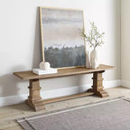 Banc de salle à manger style ferme 60 po, finition brossée rustique marron, bois d'hévéa et MDF, 3 places, 300 lb