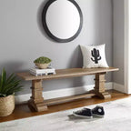 Banc de salle à manger style ferme 60 po, finition brossée rustique marron, bois d'hévéa et MDF, 3 places, 300 lb