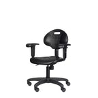 Chaise de travail en polyuréthane réglable en hauteur de 16 à 21 po avec accoudoirs, pivotante à 360°, capacité de 300 lb, garantie de 10 ans