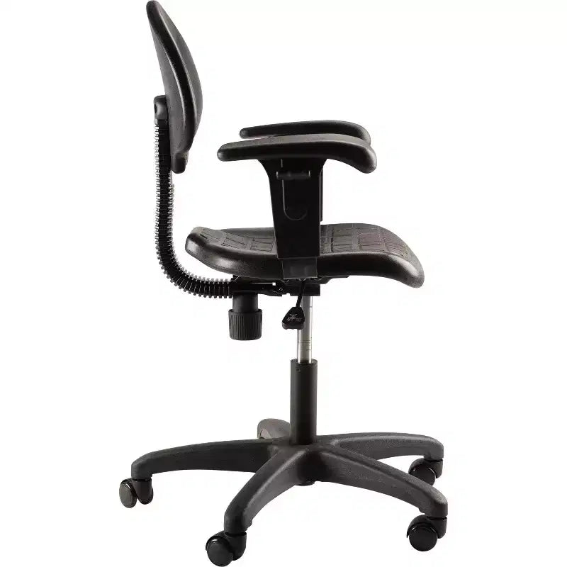 Chaise de travail en polyuréthane réglable en hauteur de 16 à 21 po avec accoudoirs, pivotante à 360°, capacité de 300 lb, garantie de 10 ans