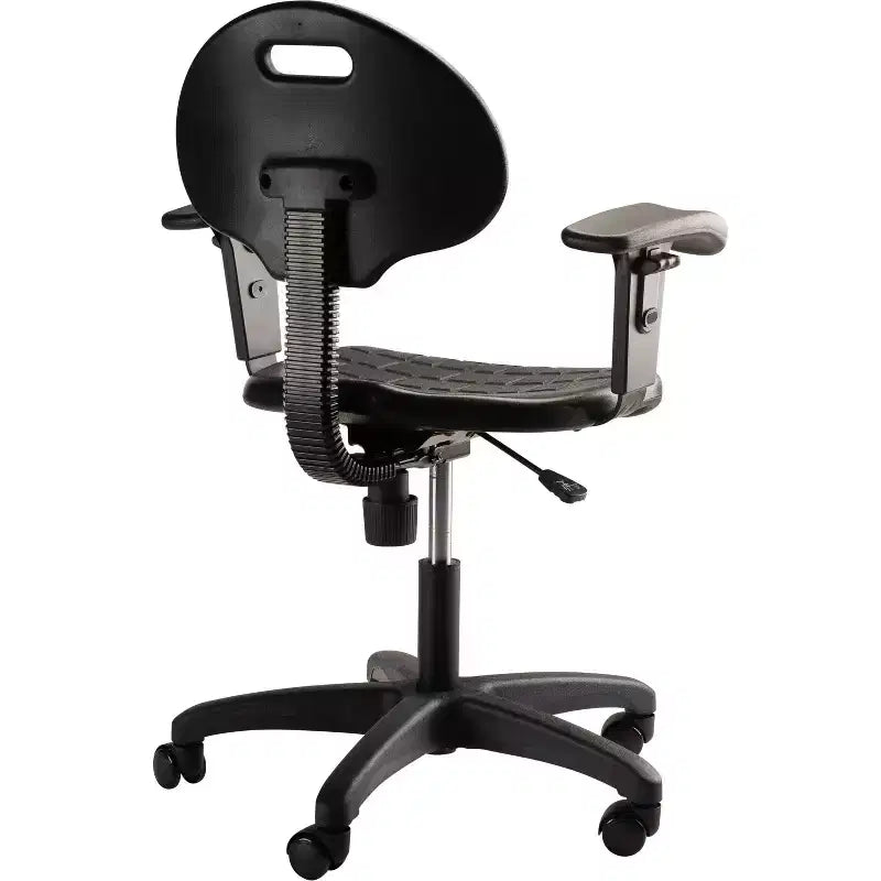 Chaise de travail en polyuréthane réglable en hauteur de 16 à 21 po avec accoudoirs, pivotante à 360°, capacité de 300 lb, garantie de 10 ans