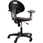 Chaise de travail en polyuréthane réglable en hauteur de 16 à 21 po avec accoudoirs, pivotante à 360°, capacité de 300 lb, garantie de 10 ans