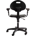 Chaise de travail en polyuréthane réglable en hauteur de 16 à 21 po avec accoudoirs, pivotante à 360°, capacité de 300 lb, garantie de 10 ans