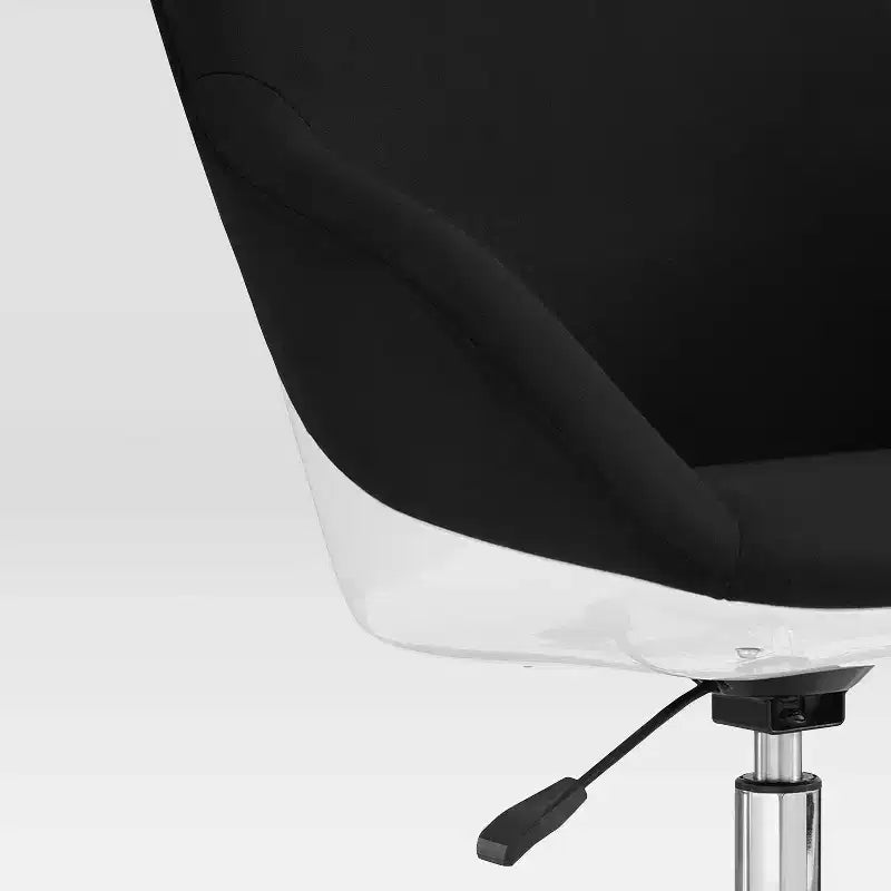 Chaise de bureau pivotante noire rembourrée - Support lombaire, hauteur réglable