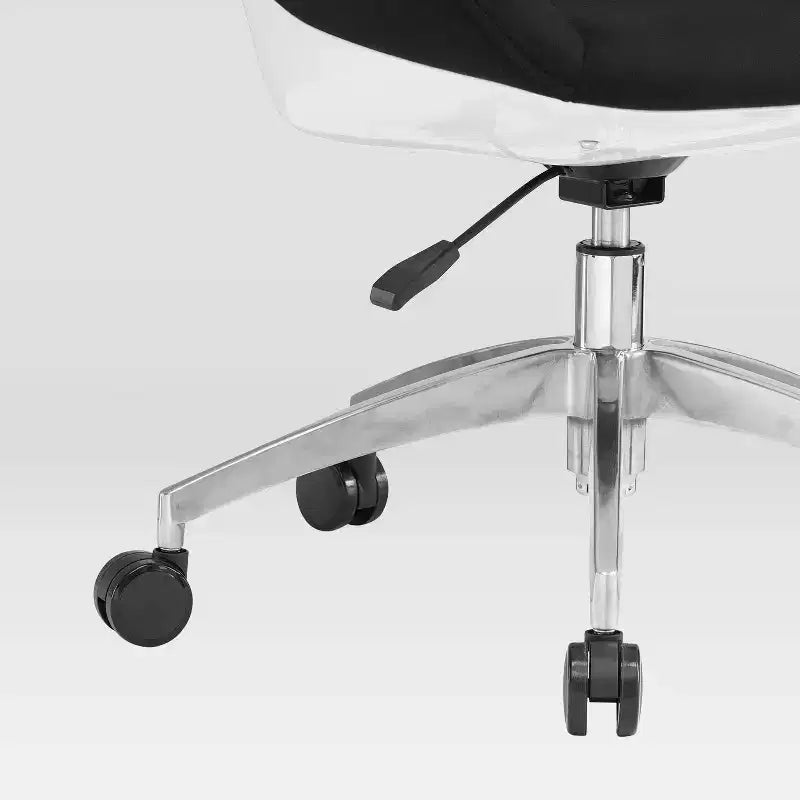 Chaise de bureau pivotante noire rembourrée - Support lombaire, hauteur réglable