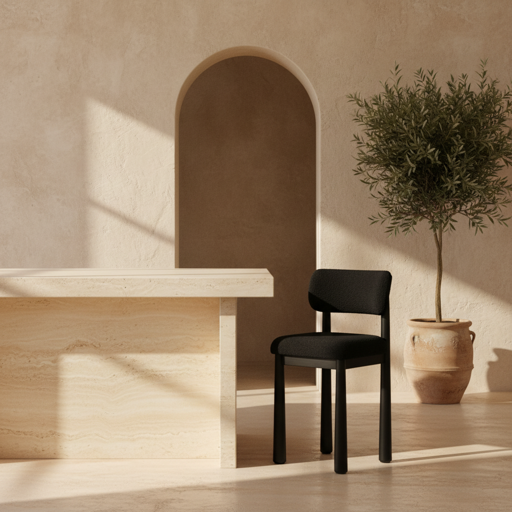 Tabouret de comptoir - Boucle noire et pieds coniques en chêne blanc