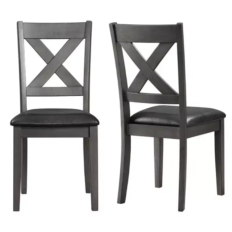 Lot de 2 chaises d'appoint rembourrées sans accoudoirs à dossier en X, cadre en acacia et MDF, capacité de 136 kg