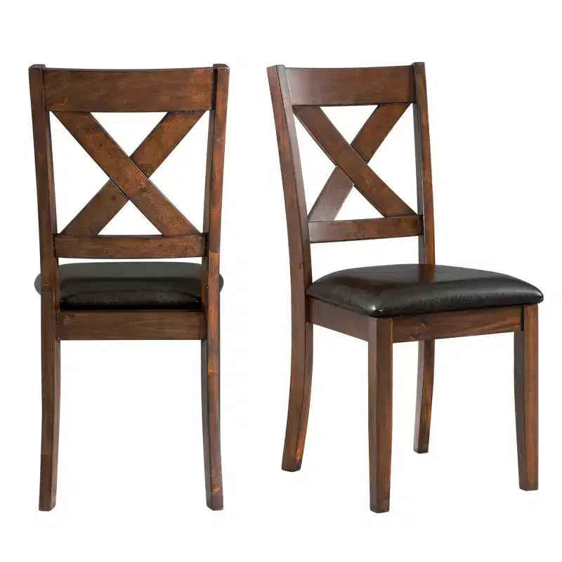 Lot de 2 chaises d'appoint rembourrées sans accoudoirs à dossier en X, cadre en acacia et MDF, capacité de 136 kg