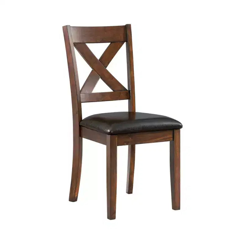Lot de 2 chaises d'appoint rembourrées sans accoudoirs à dossier en X, cadre en acacia et MDF, capacité de 136 kg