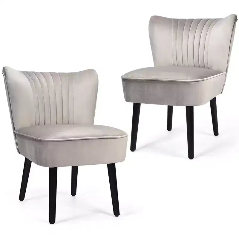 Ensemble de 2 chaises d'appoint sans accoudoirs, en mousse haute résilience, pieds en bois de caoutchouc, capacité de 113 kg — Turquoise/Gris pierre/Gris foncé