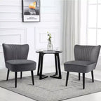 Ensemble de 2 chaises d'appoint sans accoudoirs, en mousse haute résilience, pieds en bois de caoutchouc, capacité de 113 kg — Turquoise/Gris pierre/Gris foncé