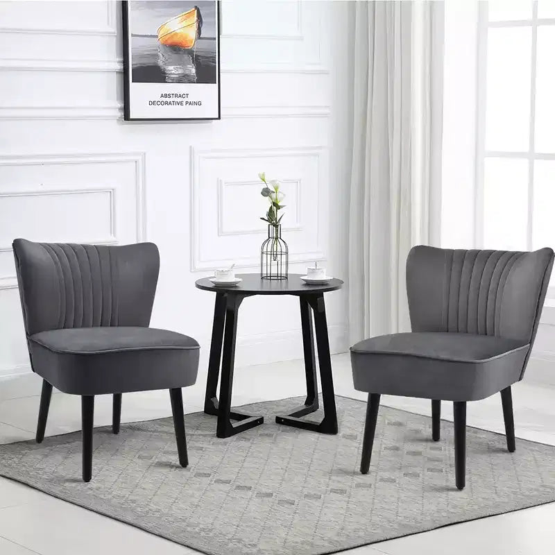 Ensemble de 2 chaises d'appoint sans accoudoirs, en mousse haute résilience, pieds en bois de caoutchouc, capacité de 113 kg — Turquoise/Gris pierre/Gris foncé