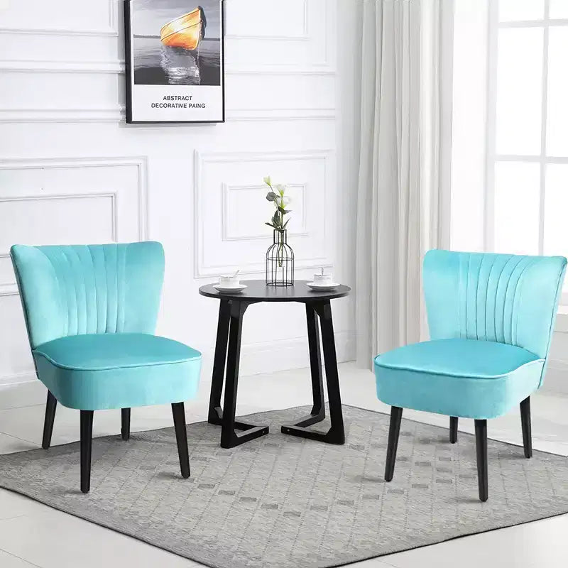 Ensemble de 2 chaises d'appoint sans accoudoirs, en mousse haute résilience, pieds en bois de caoutchouc, capacité de 113 kg — Turquoise/Gris pierre/Gris foncé