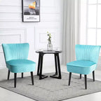 Ensemble de 2 chaises d'appoint sans accoudoirs, en mousse haute résilience, pieds en bois de caoutchouc, capacité de 113 kg — Turquoise/Gris pierre/Gris foncé