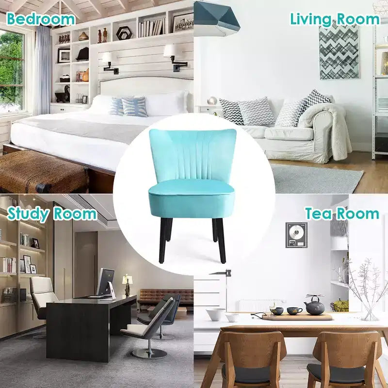Ensemble de 2 chaises d'appoint sans accoudoirs, en mousse haute résilience, pieds en bois de caoutchouc, capacité de 113 kg — Turquoise/Gris pierre/Gris foncé