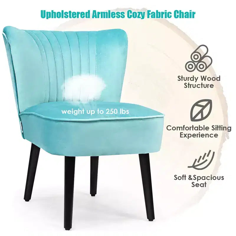 Ensemble de 2 chaises d'appoint sans accoudoirs, en mousse haute résilience, pieds en bois de caoutchouc, capacité de 113 kg — Turquoise/Gris pierre/Gris foncé