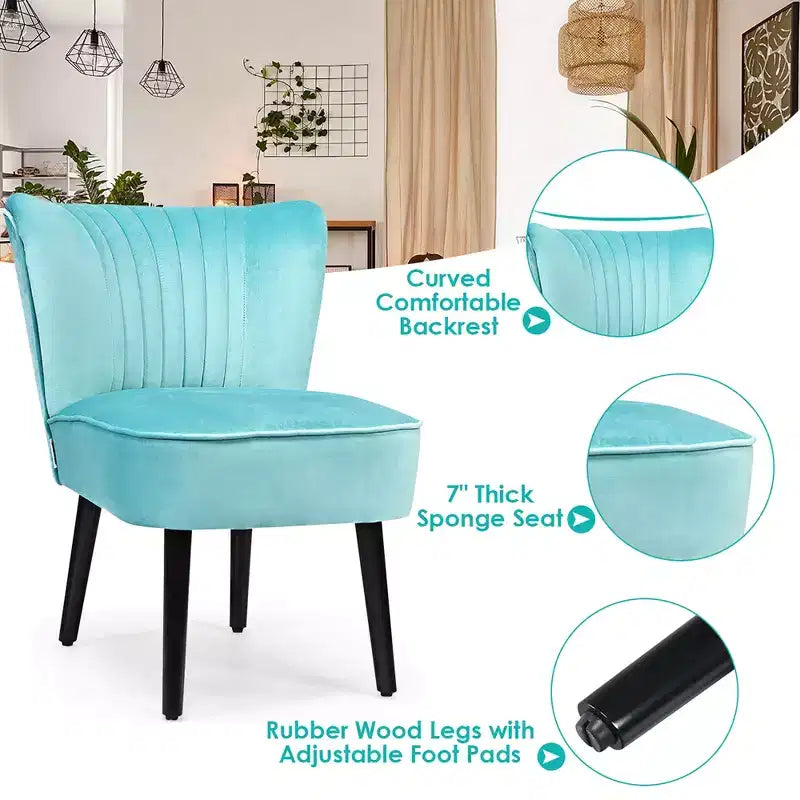 Ensemble de 2 chaises d'appoint sans accoudoirs, en mousse haute résilience, pieds en bois de caoutchouc, capacité de 113 kg — Turquoise/Gris pierre/Gris foncé
