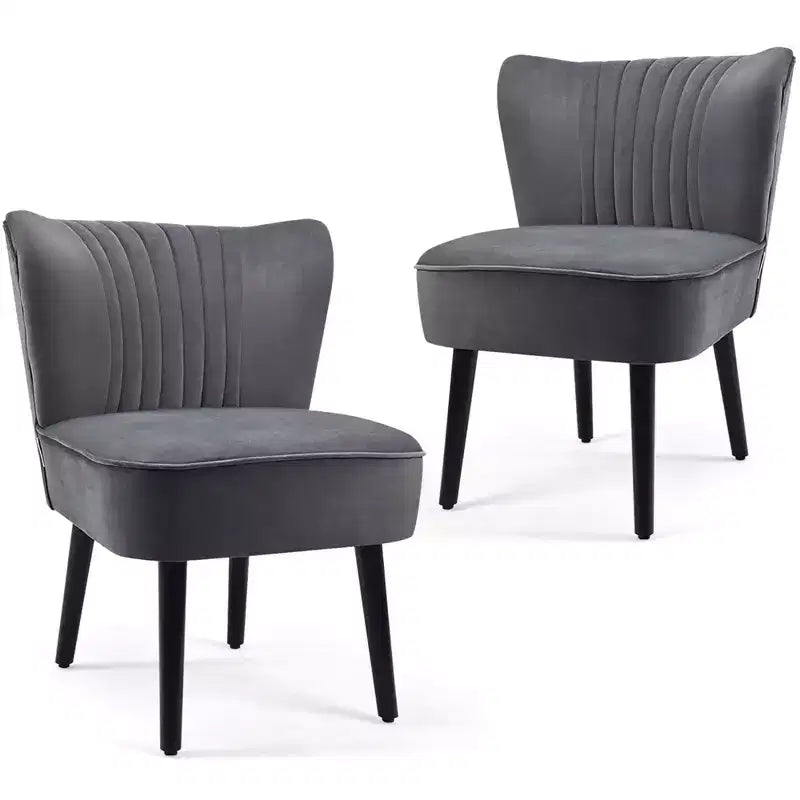 Ensemble de 2 chaises d'appoint sans accoudoirs, en mousse haute résilience, pieds en bois de caoutchouc, capacité de 113 kg — Turquoise/Gris pierre/Gris foncé