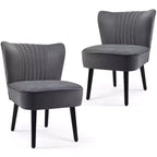 Ensemble de 2 chaises d'appoint sans accoudoirs, en mousse haute résilience, pieds en bois de caoutchouc, capacité de 113 kg — Turquoise/Gris pierre/Gris foncé