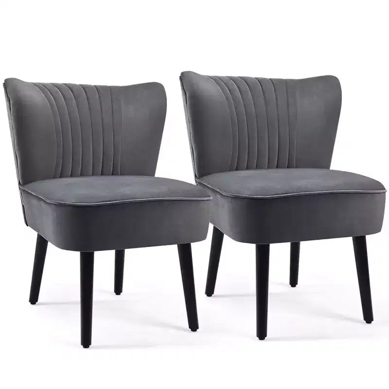 Costway Set of 2 Armless Accent Chair Upholstered Leisure Chair Single Sofa Turquoise\Stone Grey\ Dark Grey