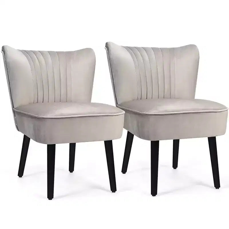 Ensemble de 2 chaises d'appoint sans accoudoirs, en mousse haute résilience, pieds en bois de caoutchouc, capacité de 113 kg — Turquoise/Gris pierre/Gris foncé