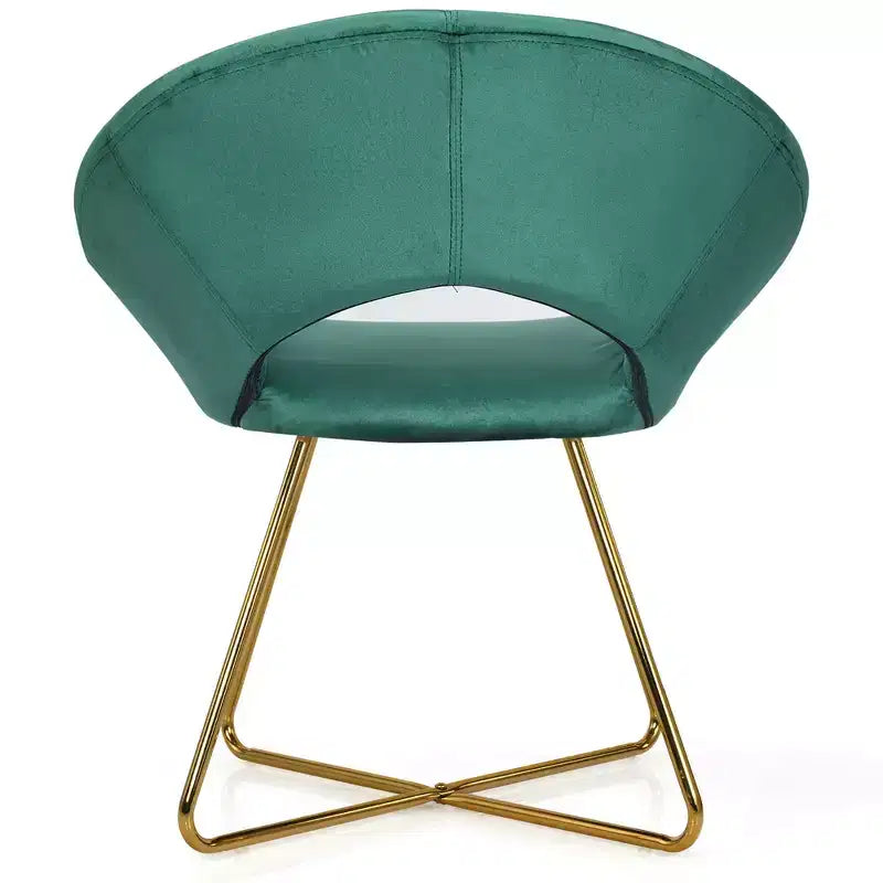 Fauteuil d'appoint moderne en velours avec pieds en métal doré et dossier incurvé ergonomique, capacité de 136 kg — Rose/Vert foncé/Gris