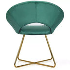 Fauteuil d'appoint moderne en velours avec pieds en métal doré et dossier incurvé ergonomique, capacité de 136 kg — Rose/Vert foncé/Gris