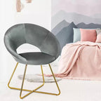 Fauteuil d'appoint moderne en velours avec pieds en métal doré et dossier incurvé ergonomique, capacité de 136 kg — Rose/Vert foncé/Gris