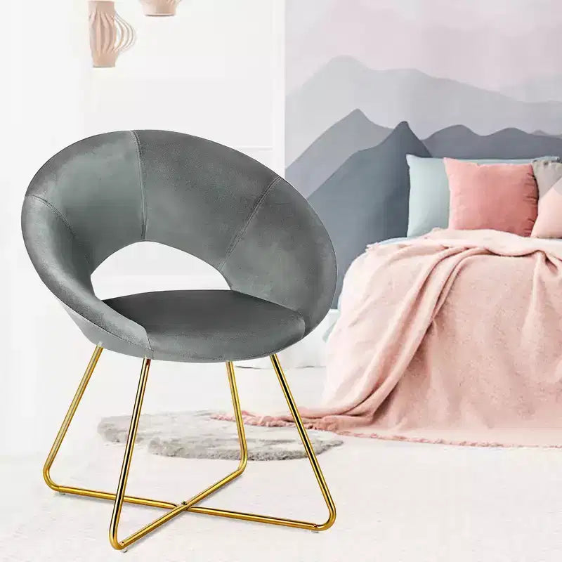 Fauteuil d'appoint moderne en velours avec pieds en métal doré et dossier incurvé ergonomique, capacité de 136 kg — Rose/Vert foncé/Gris