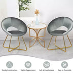 Fauteuil d'appoint moderne en velours avec pieds en métal doré et dossier incurvé ergonomique, capacité de 136 kg — Rose/Vert foncé/Gris