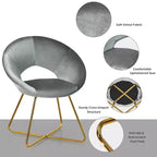 Fauteuil d'appoint moderne en velours avec pieds en métal doré et dossier incurvé ergonomique, capacité de 136 kg — Rose/Vert foncé/Gris