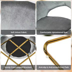 Fauteuil d'appoint moderne en velours avec pieds en métal doré et dossier incurvé ergonomique, capacité de 136 kg — Rose/Vert foncé/Gris