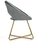 Fauteuil d'appoint moderne en velours avec pieds en métal doré et dossier incurvé ergonomique, capacité de 136 kg — Rose/Vert foncé/Gris