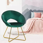 Fauteuil d'appoint moderne en velours avec pieds en métal doré et dossier incurvé ergonomique, capacité de 136 kg — Rose/Vert foncé/Gris