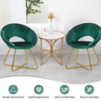 Fauteuil d'appoint moderne en velours avec pieds en métal doré et dossier incurvé ergonomique, capacité de 136 kg — Rose/Vert foncé/Gris