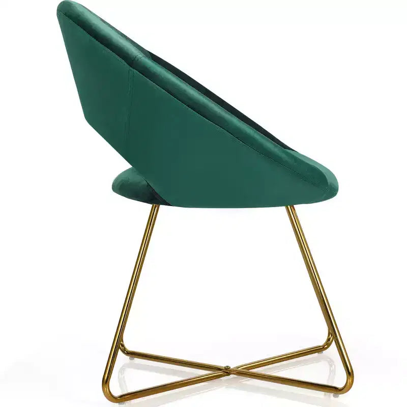 Fauteuil d'appoint moderne en velours avec pieds en métal doré et dossier incurvé ergonomique, capacité de 136 kg — Rose/Vert foncé/Gris