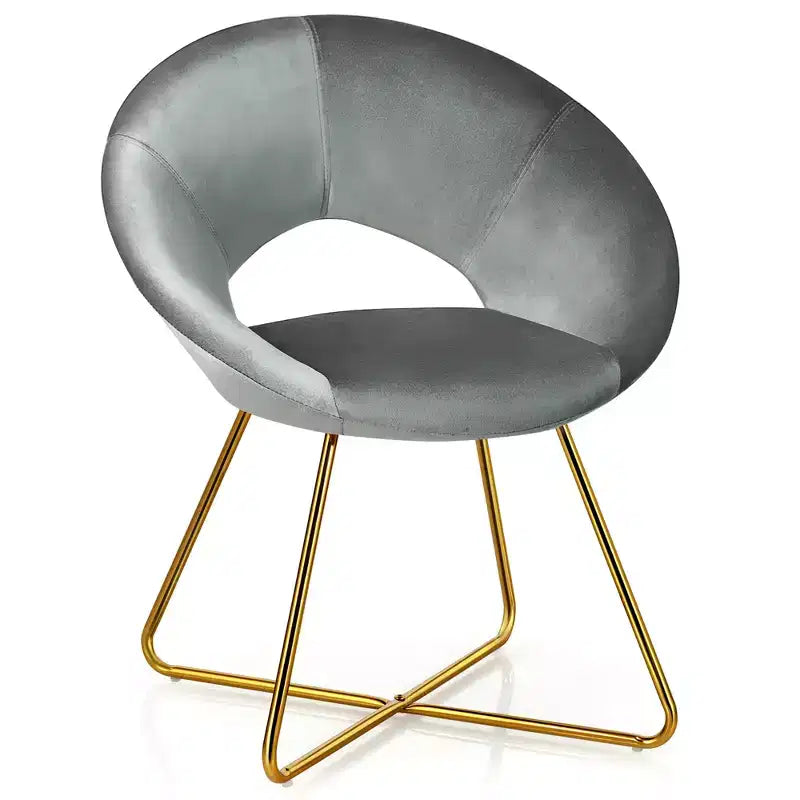 Fauteuil d'appoint moderne en velours avec pieds en métal doré et dossier incurvé ergonomique, capacité de 136 kg — Rose/Vert foncé/Gris