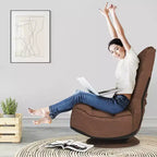 Fauteuil de jeu pivotant à 360°, canapé paresseux pliant 5 positions, en tissu, capacité de 136 kg — Gris/Noir/Café