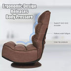 Fauteuil de jeu pivotant à 360°, canapé paresseux pliant 5 positions, en tissu, capacité de 136 kg — Gris/Noir/Café
