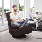Fauteuil de jeu pivotant à 360°, canapé paresseux pliant 5 positions, en tissu, capacité de 136 kg — Gris/Noir/Café