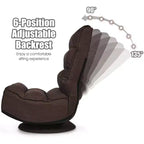 Fauteuil de jeu pivotant à 360°, canapé paresseux pliant 5 positions, en tissu, capacité de 136 kg — Gris/Noir/Café