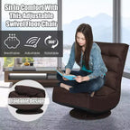 Fauteuil de jeu pivotant à 360°, canapé paresseux pliant 5 positions, en tissu, capacité de 136 kg — Gris/Noir/Café