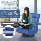 Fauteuil de jeu pivotant à 360°, canapé paresseux pliant 5 positions, en tissu, capacité de 136 kg — Gris/Noir/Café