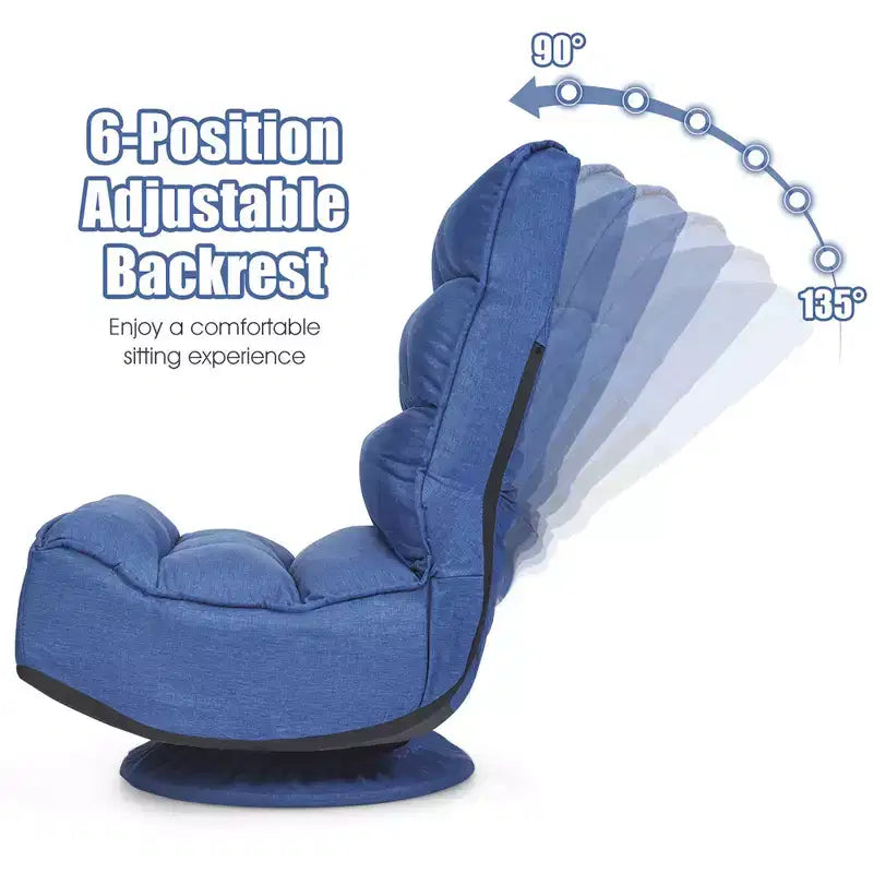 Fauteuil de jeu pivotant à 360°, canapé paresseux pliant 5 positions, en tissu, capacité de 136 kg — Gris/Noir/Café