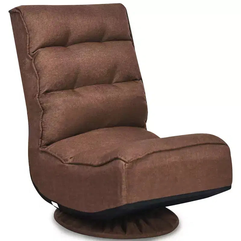 Fauteuil de jeu pivotant à 360°, canapé paresseux pliant 5 positions, en tissu, capacité de 136 kg — Gris/Noir/Café