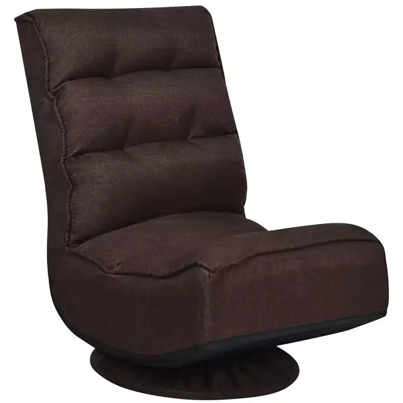Fauteuil de jeu pivotant à 360°, canapé paresseux pliant 5 positions, en tissu, capacité de 136 kg — Gris/Noir/Café