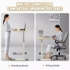 Bureau d'ordinateur roulant réglable en hauteur, 70-107 cm, vérin à gaz, 4 roues