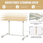 Bureau d'ordinateur roulant réglable en hauteur, 70-107 cm, vérin à gaz, 4 roues