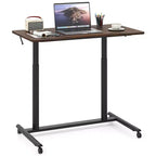 Costway Height Adjustable Computer Desk Sit Stand Rolling Notebook Table Natural\Brown\Black
