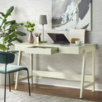 Bureau de travail Parsons de 49 po avec tiroir de rangement et port USB intégré, cadre en pin, plateau en MDF